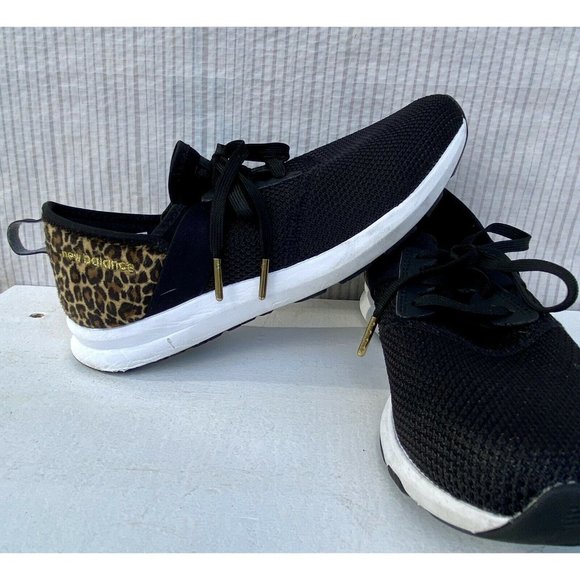SHOES SNEAKERS TENNIS WOMENS 8.5 NEW BALANCE NERGIZE ATHLETIC BLACK LEOPARD  - Picture 1 of 7